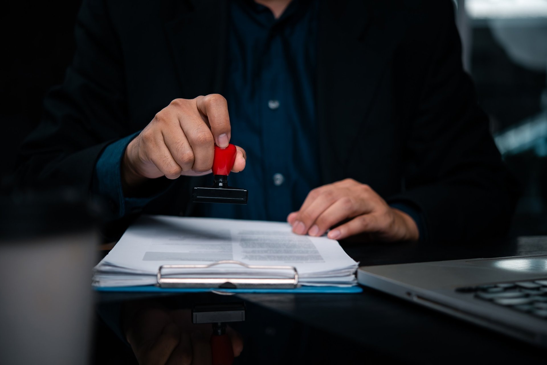Notary service professional certifying important business documents